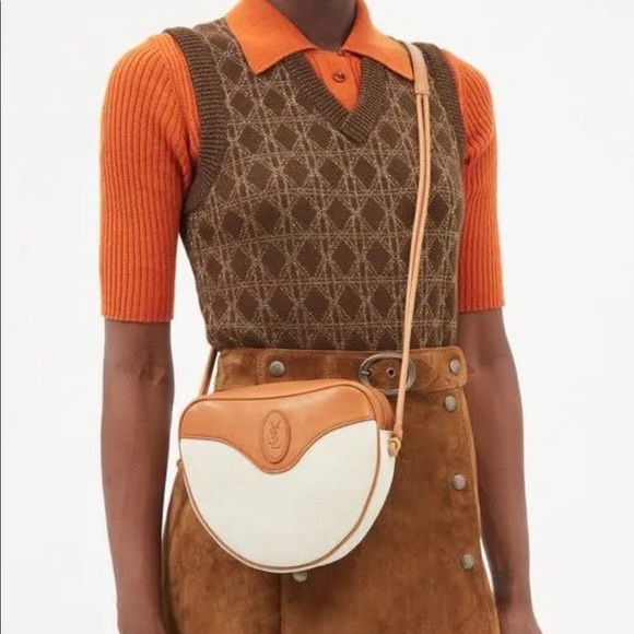 NWT Saint Laurent Canvas Sac Coeur Crossbody Bag - Picture 3 of 10